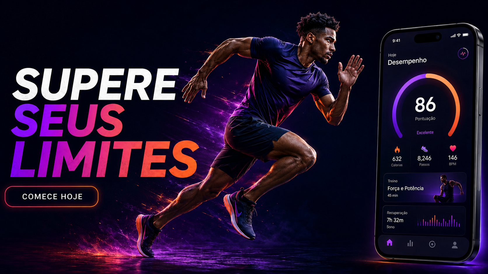 Landing page vibrante para um aplicativo de fitness e bem-estar